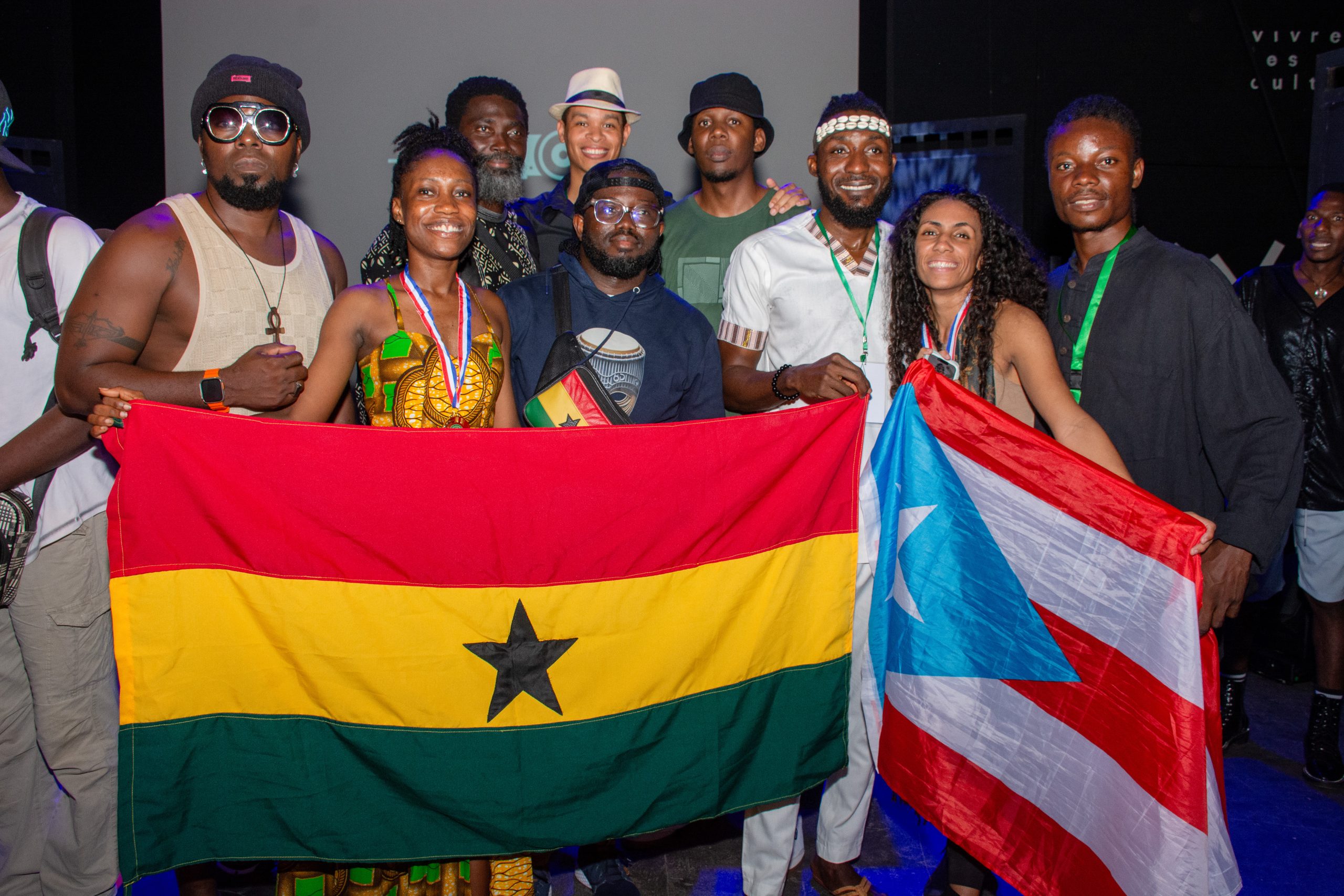 Team Ghana with flags